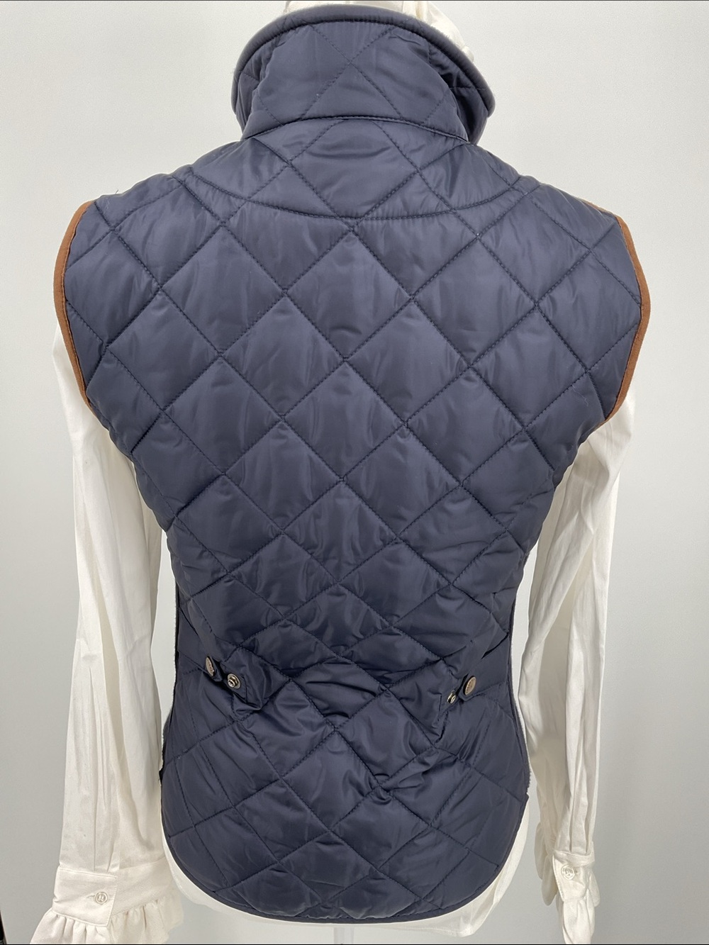 Polo Ralph Lauren Crest Quilted Vest Navy Lamb Suede Trim Equestrian Size Small - Picture 4 of 16